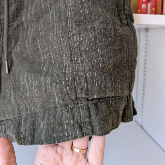 Athleta Women's Mid Rise Shorts Green 100% Linen Drawstring Medium Beach Summer - Picture 8 of 11